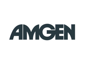 Logo des Unternehmens AMGEN in fett gesetzten, modernen Großbuchstaben.