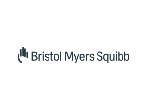 Logo von Bristol Myers Squibb mit stilisierter Handgrafik links neben dem Schriftzug.