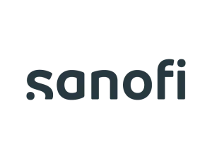 Logo von Sanofi mit abgerundetem, modernem Schriftzug in Kleinbuchstaben.